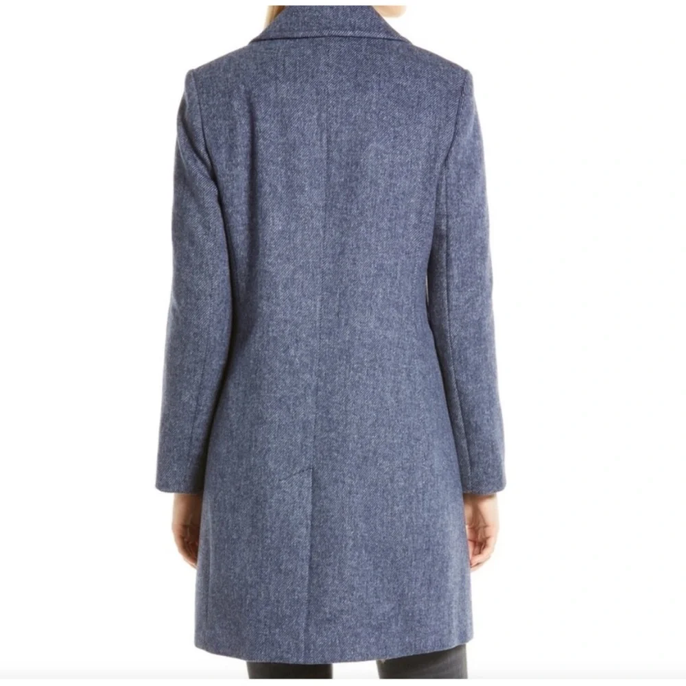 Sam Edelman Mini Herringbone Notch Collar Wool Blend Coat